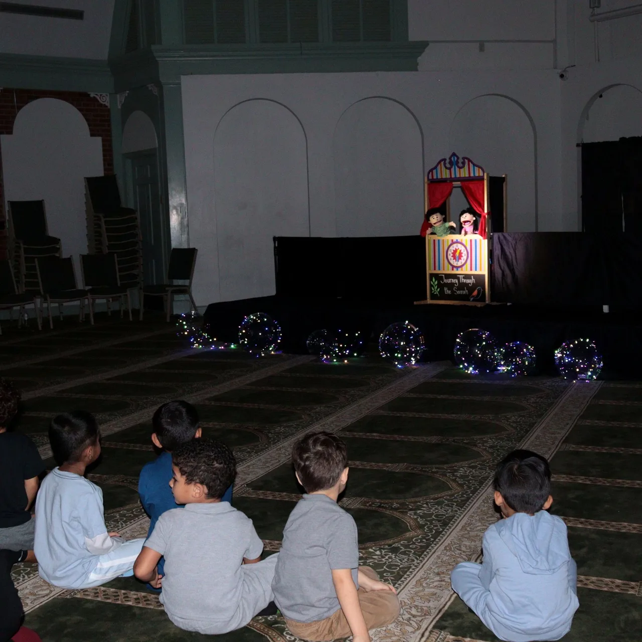 Young students in the prayer hall